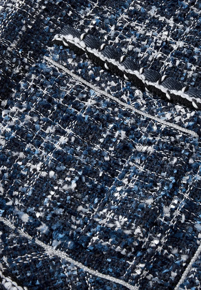 Structured Patchwork Checked Patch-pocket Vest