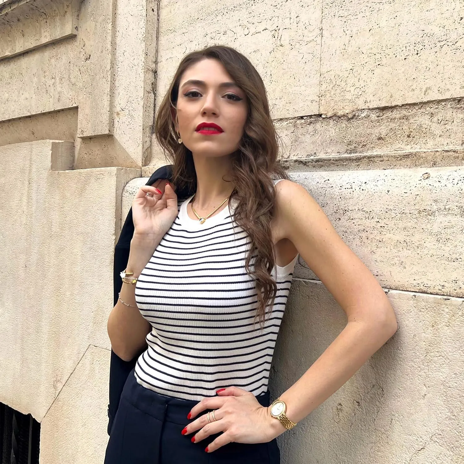 Stylish Women's Striped Sweater Tank Tops for Casual & Summer Wear