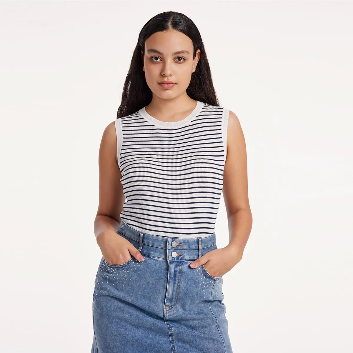 Stylish Women's Striped Sweater Tank Tops for Casual & Summer Wear