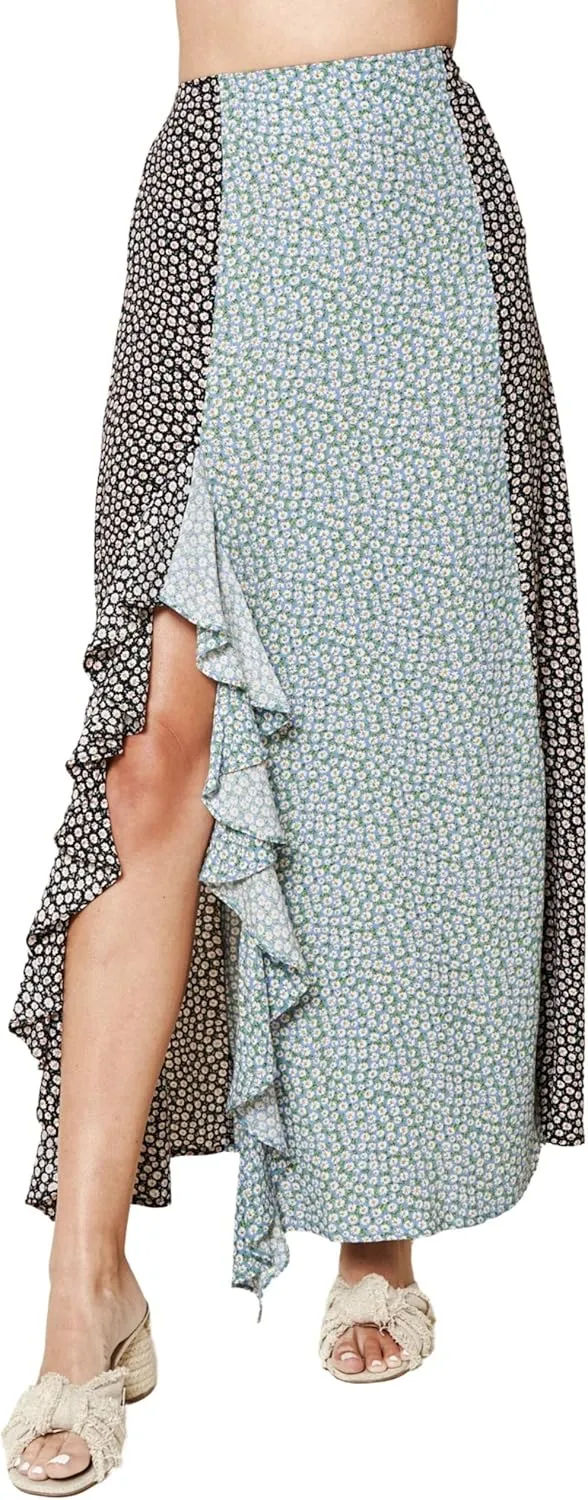 Sugar Lips Women's Ellenview Mixed Print Maxi Skirt