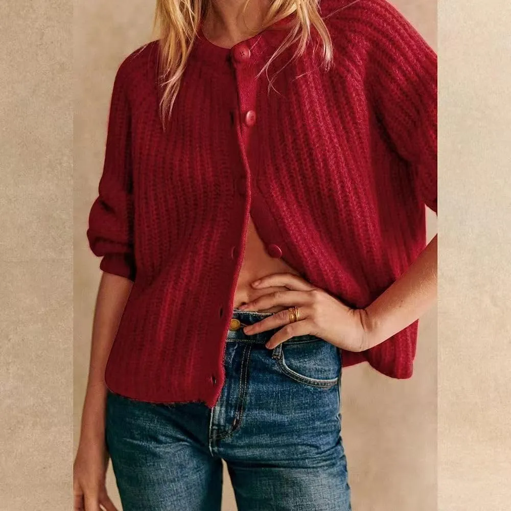 Sumleno Womens Open Front Button Down Sweater Long Sleeve Y2k Chunky Knit Cardigan Trendy Fall Outfits Casual Knitwear Coats