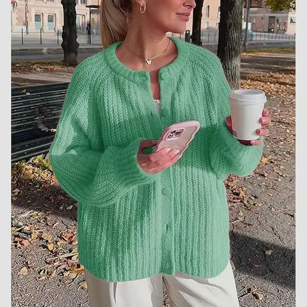 Sumleno Womens Open Front Button Down Sweater Long Sleeve Y2k Chunky Knit Cardigan Trendy Fall Outfits Casual Knitwear Coats