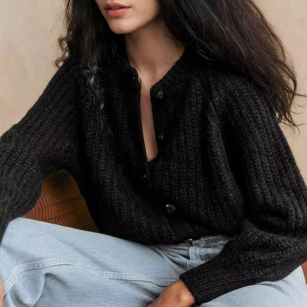 Sumleno Womens Open Front Button Down Sweater Long Sleeve Y2k Chunky Knit Cardigan Trendy Fall Outfits Casual Knitwear Coats