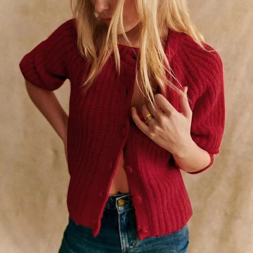 Sumleno Womens Open Front Button Down Sweater Long Sleeve Y2k Chunky Knit Cardigan Trendy Fall Outfits Casual Knitwear Coats
