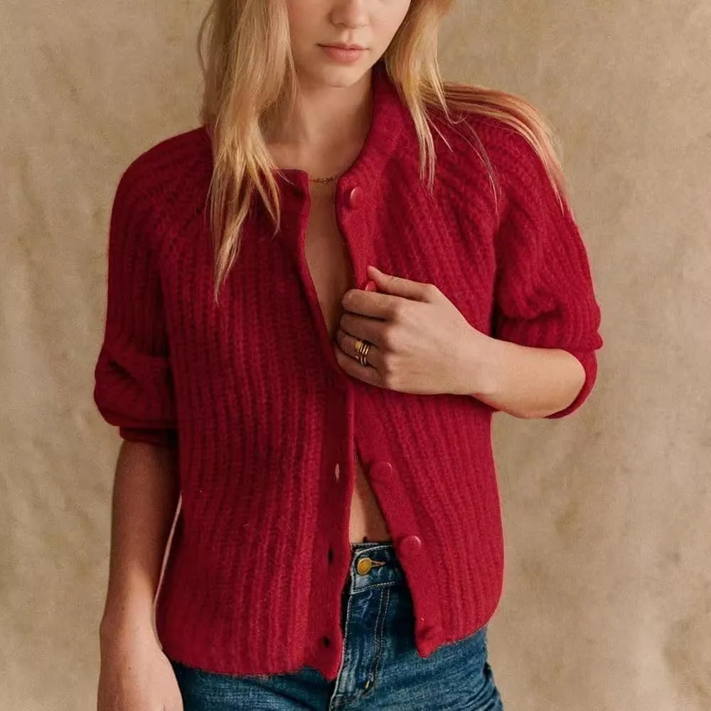 Sumleno Womens Open Front Button Down Sweater Long Sleeve Y2k Chunky Knit Cardigan Trendy Fall Outfits Casual Knitwear Coats