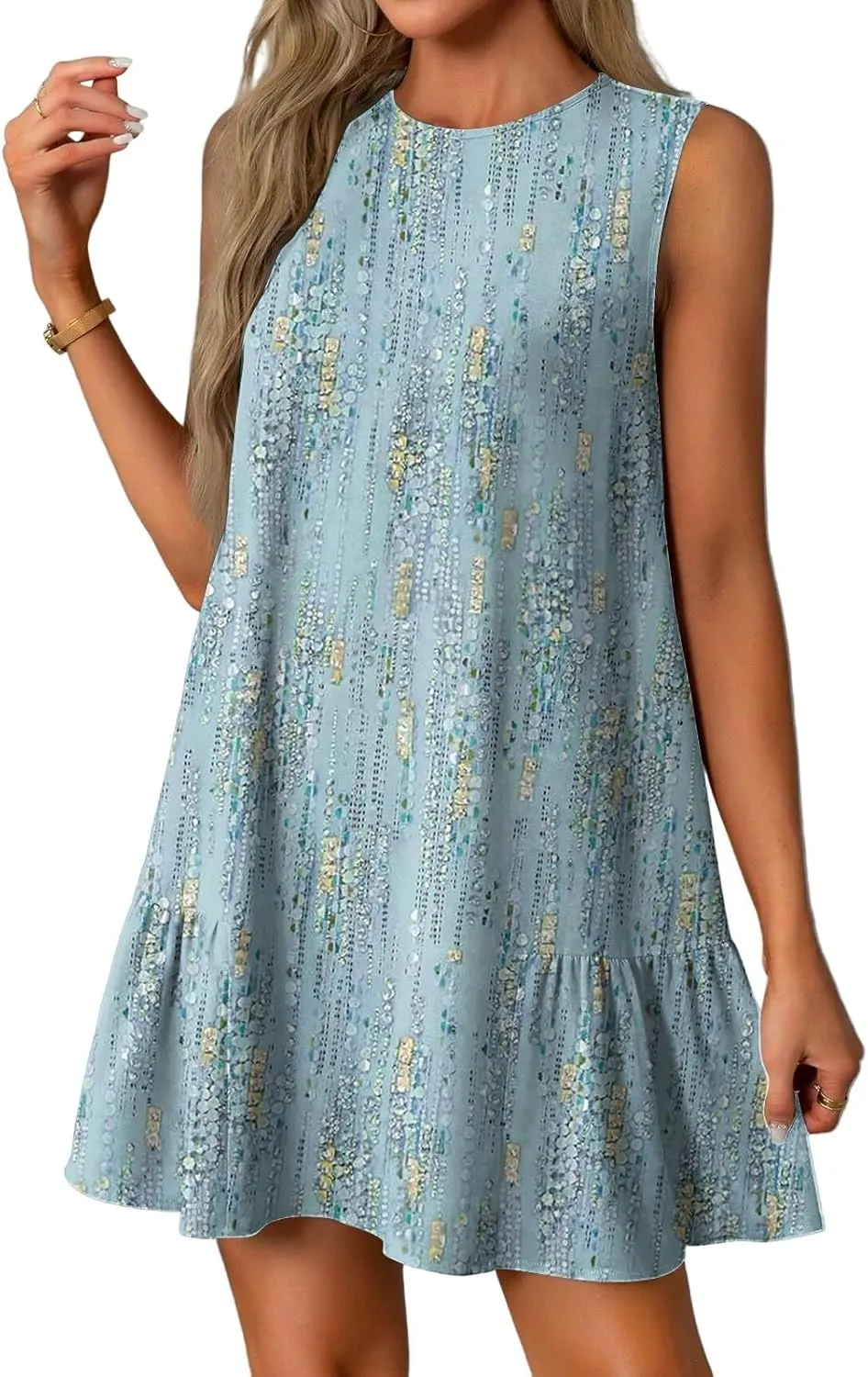 Summer Dresses for Women 2025 Vacation Tshirt Ruffle Hem Short Sundress with Pocket Beach Casual Loose Tank Dress