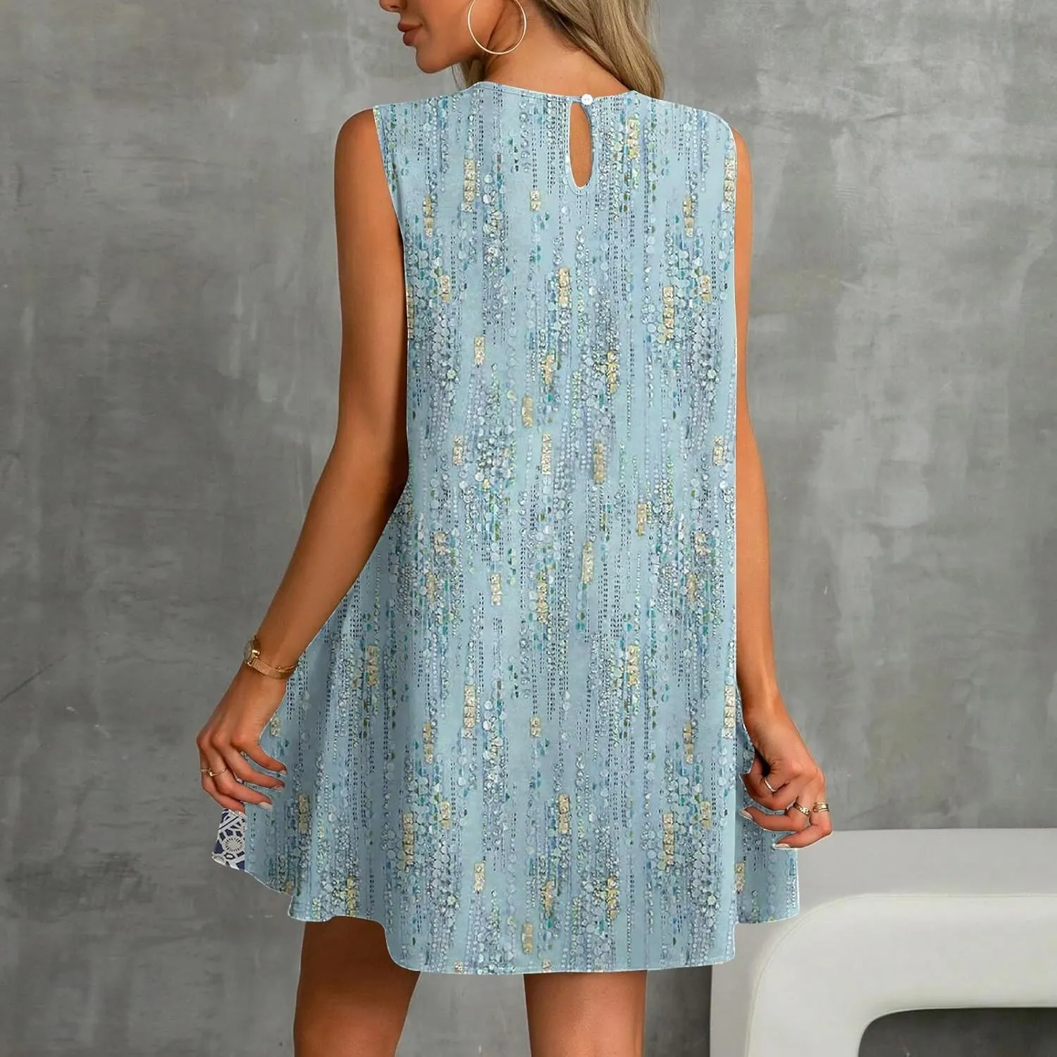 Summer Dresses for Women 2025 Vacation Tshirt Ruffle Hem Short Sundress with Pocket Beach Casual Loose Tank Dress