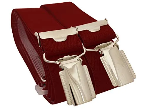 Suspenders 25mm wide with 4 sturdy clips (standard, bordeaux)