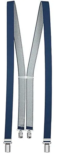 Suspenders Dark Blue with 4 Stable Clips - 25mm Wide