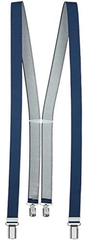 Suspenders Dark Blue with 4 Stable Clips - 25mm Wide