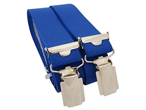 Suspenders royal blue with 4 sturdy clips - 25mm wide