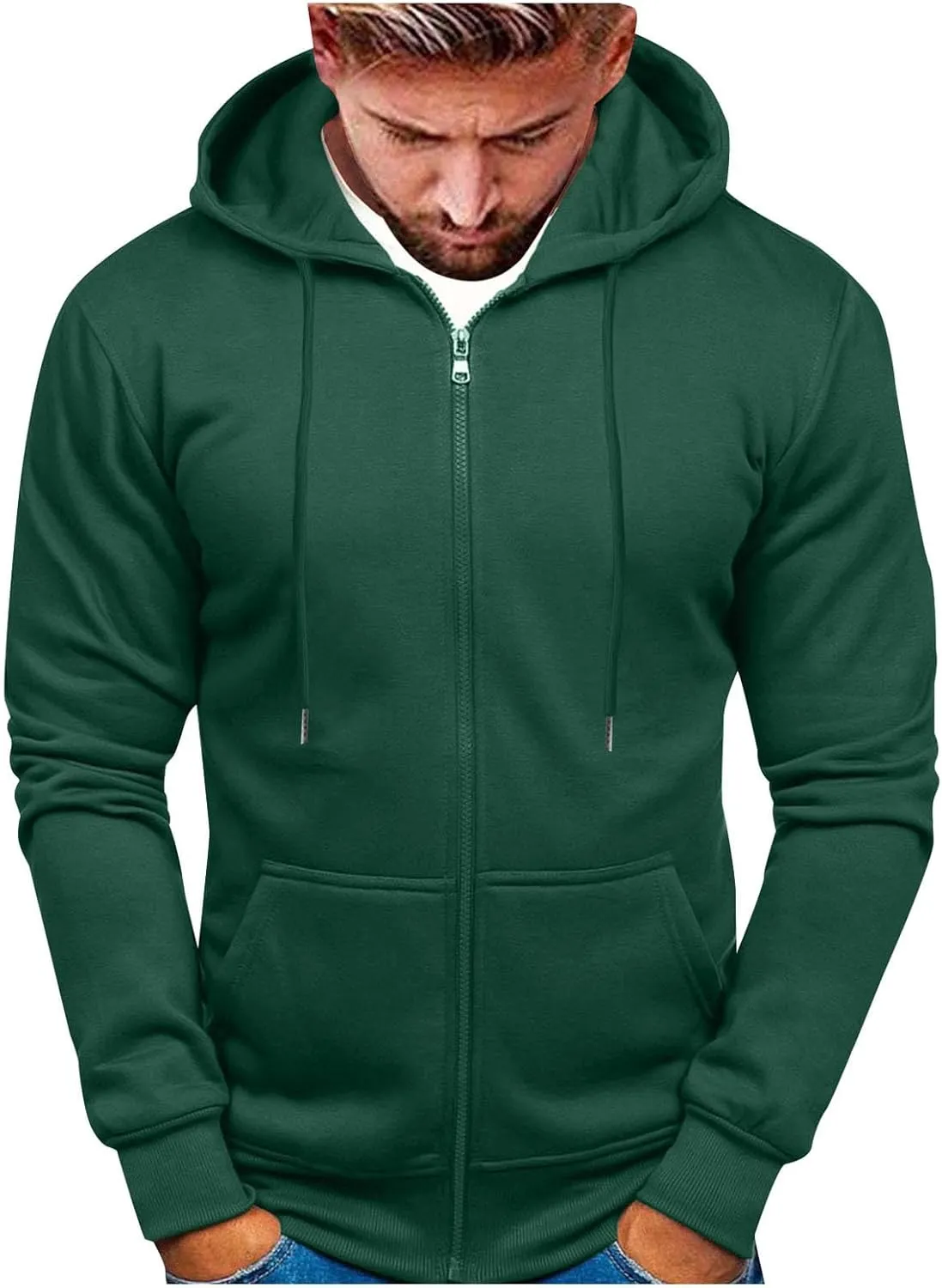 Sweatshirts for Men Hoodies Zipper,Mens Hooded Sweatshirts Fleece Hoodies Athletic Winter Long Sleeve Zip Up Pullover