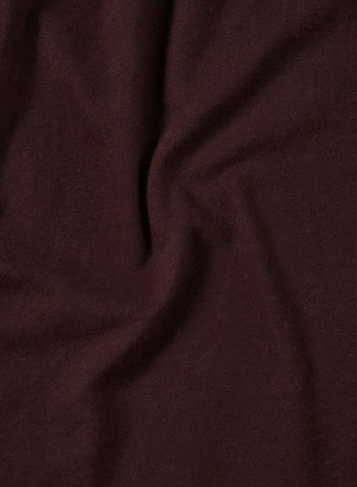T-shirt Aubergine Col Rond Manches Longues en Coton et Cachemire