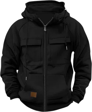 Tactical Sweatshirts for Men Quarter Zip Hoodie Retro Western Drawstring Long Sleeve Sweatshirt Hoodie