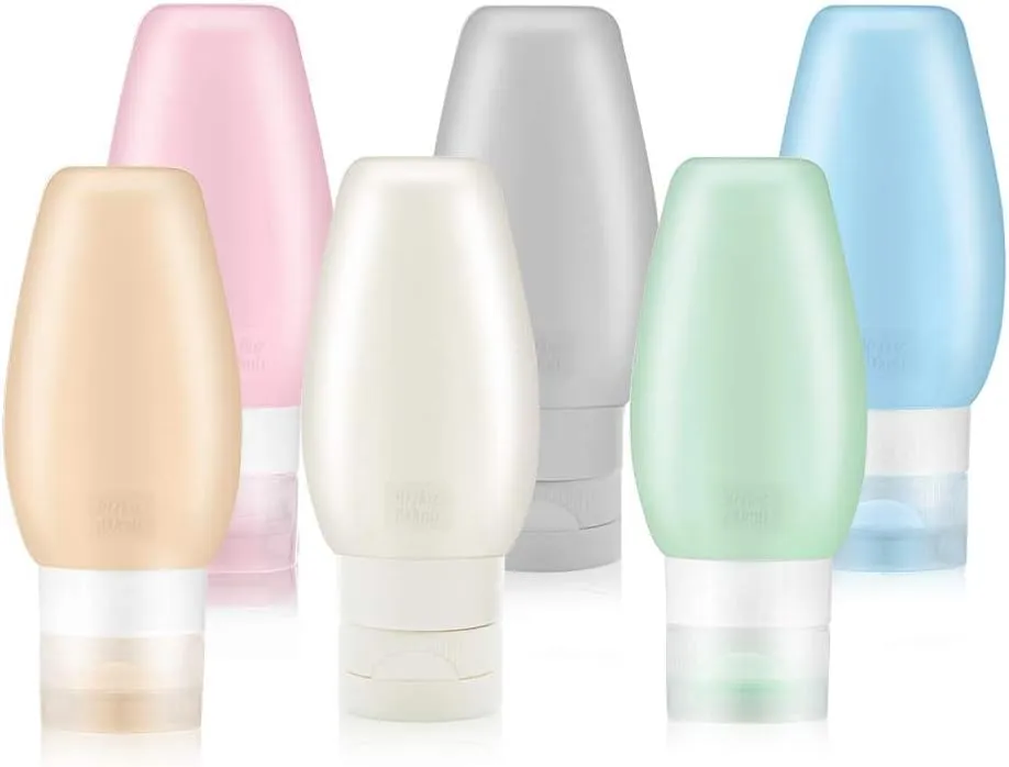 TAPBULL Travel Bottles TSA Approved, Uerstar 3oz Leak Proof BPA Free Silicone Cosmetic Travel Size Toiletry Containers for Shampoo Lotion Soap (6 Pack)