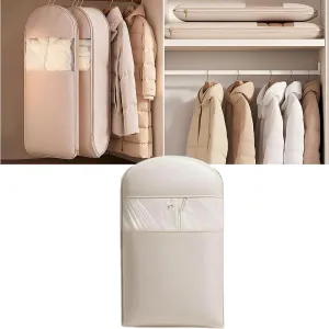 Taprinferior Hanging Garment Bag, 2025 Space Saving Hanging Garment Bag with Self Compression Zipper, Compression Garment Bags, Compression Bags for Storage (Beige, M)