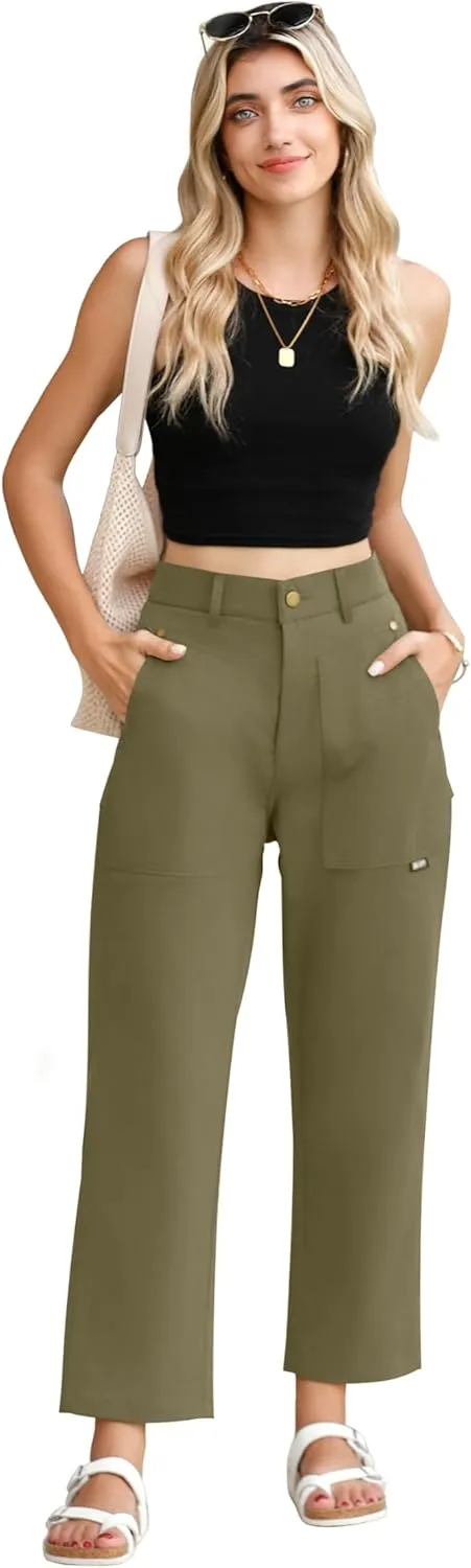 TASAMO Cargo Pants for Women High Waisted Casual Pants Baggy Wide Leg Straight Fit Trousers Y2k Streetwear with 4 Pockets
