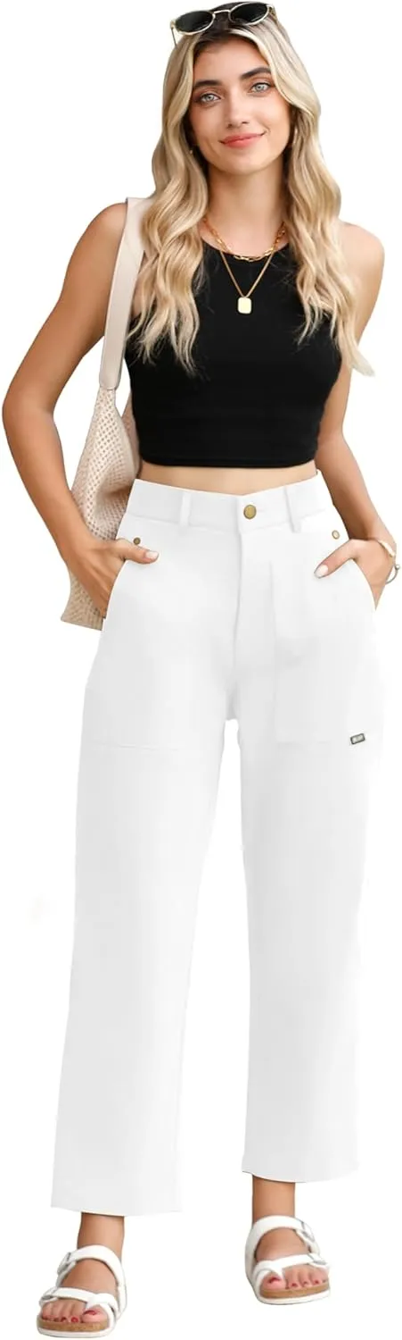 TASAMO Cargo Pants for Women High Waisted Casual Pants Baggy Wide Leg Straight Fit Trousers Y2k Streetwear with 4 Pockets
