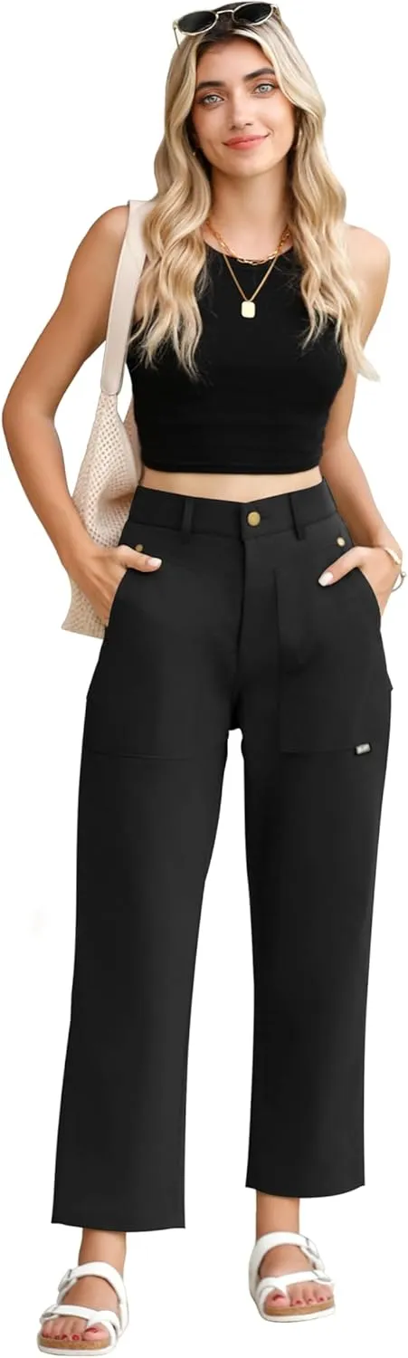 TASAMO Cargo Pants for Women High Waisted Casual Pants Baggy Wide Leg Straight Fit Trousers Y2k Streetwear with 4 Pockets