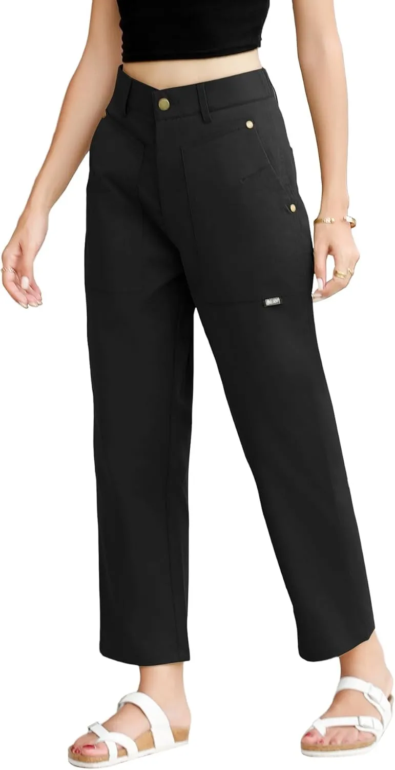 TASAMO Cargo Pants for Women High Waisted Casual Pants Baggy Wide Leg Straight Fit Trousers Y2k Streetwear with 4 Pockets