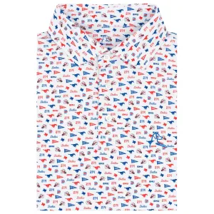 The Mustang Gameday | Collegiate Polo | The Mustang Gameday - White/Ocean Blue