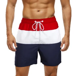 Three Red Draw String Swim Shorts