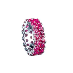 Tiny Hearts Shape Ruby Silver Ring
