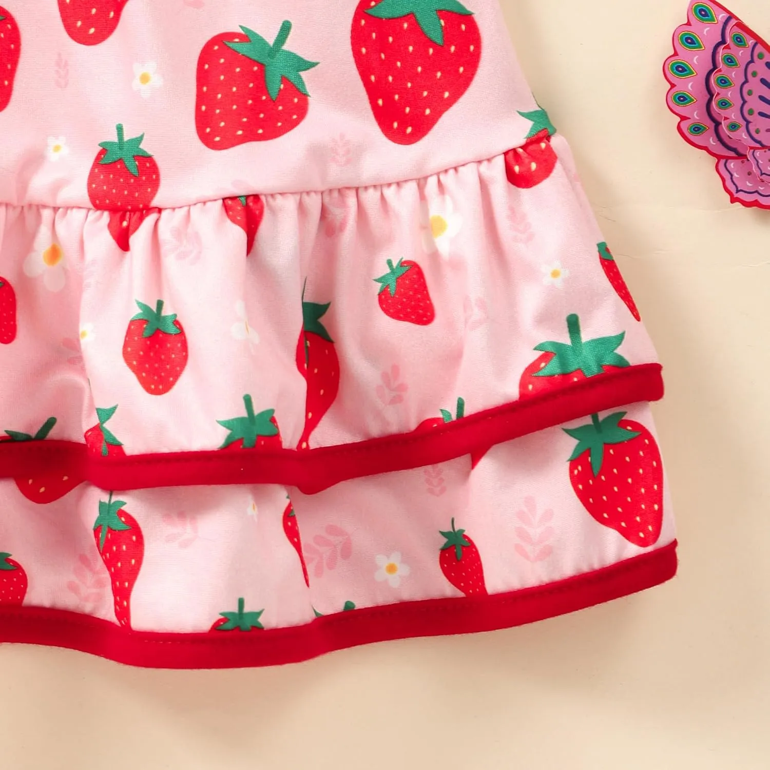 Toddler Little Girl Summer Dresses Kids Cute Casual Flutter Sleeve Tiered Smock Dress 2-7 Years