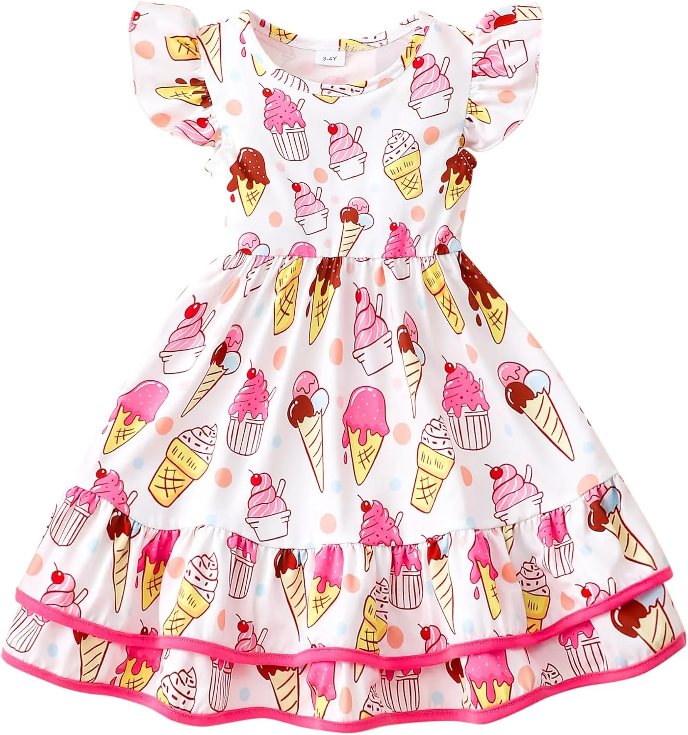 Toddler Little Girl Summer Dresses Kids Cute Casual Flutter Sleeve Tiered Smock Dress 2-7 Years