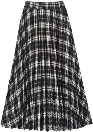 TONCHENGSD Women's Retro Midi High Waist Pleated Skirt Leopard Print Skirt