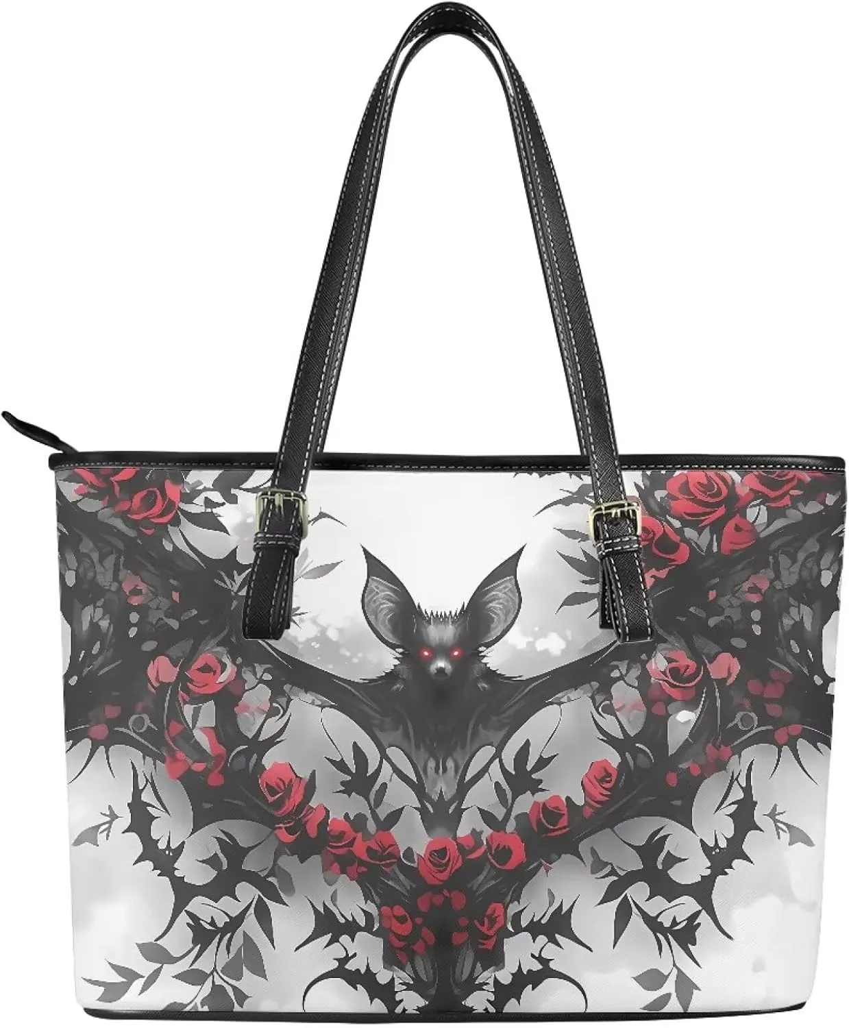 Tote Bag for Women PU Leather Folk Floral Top Handle Satchel Bags Zipper, Mexican Ethnic Large Handbag Shoulder Bag