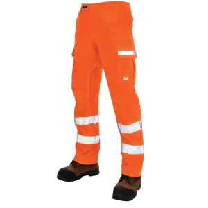 Tough Duck Men's Hi Vis Safety Cargo Work Pants SP06 - Poly 4-Way Stretch, Multipocket, Reflective, UV Protection, Abrasion-Resistant, Ventilated, Adjustable | Sizes XS-5XL