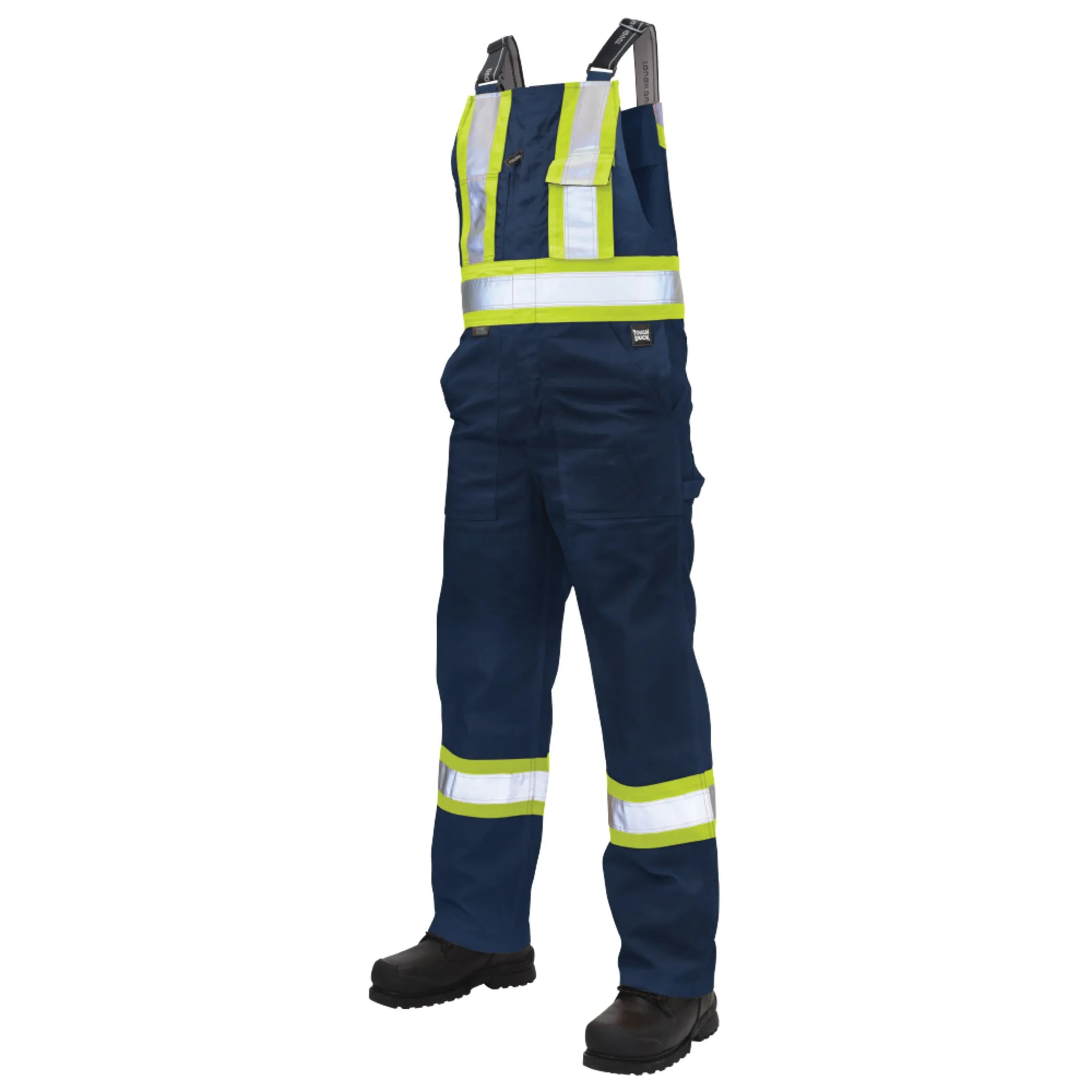 Tough Duck Men's Hi Vis Work Overalls S769 CSA Certified Poly/Cotton Unlined Reflective, Durable Construction, Adjustable Straps, Tool Pockets | Limited Sizes