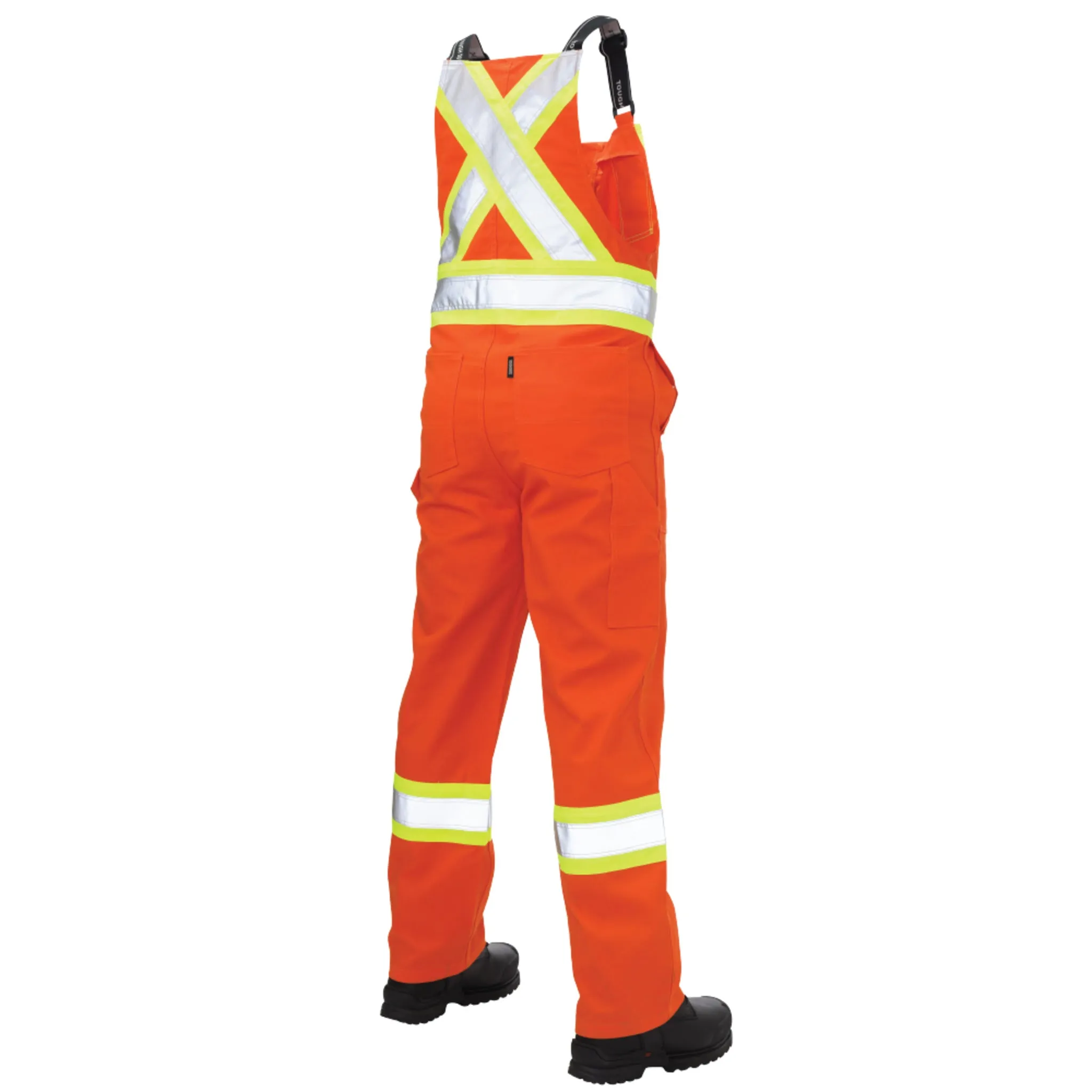Tough Duck Men's Hi Vis Work Overalls S769 CSA Certified Poly/Cotton Unlined Reflective, Durable Construction, Adjustable Straps, Tool Pockets | Limited Sizes