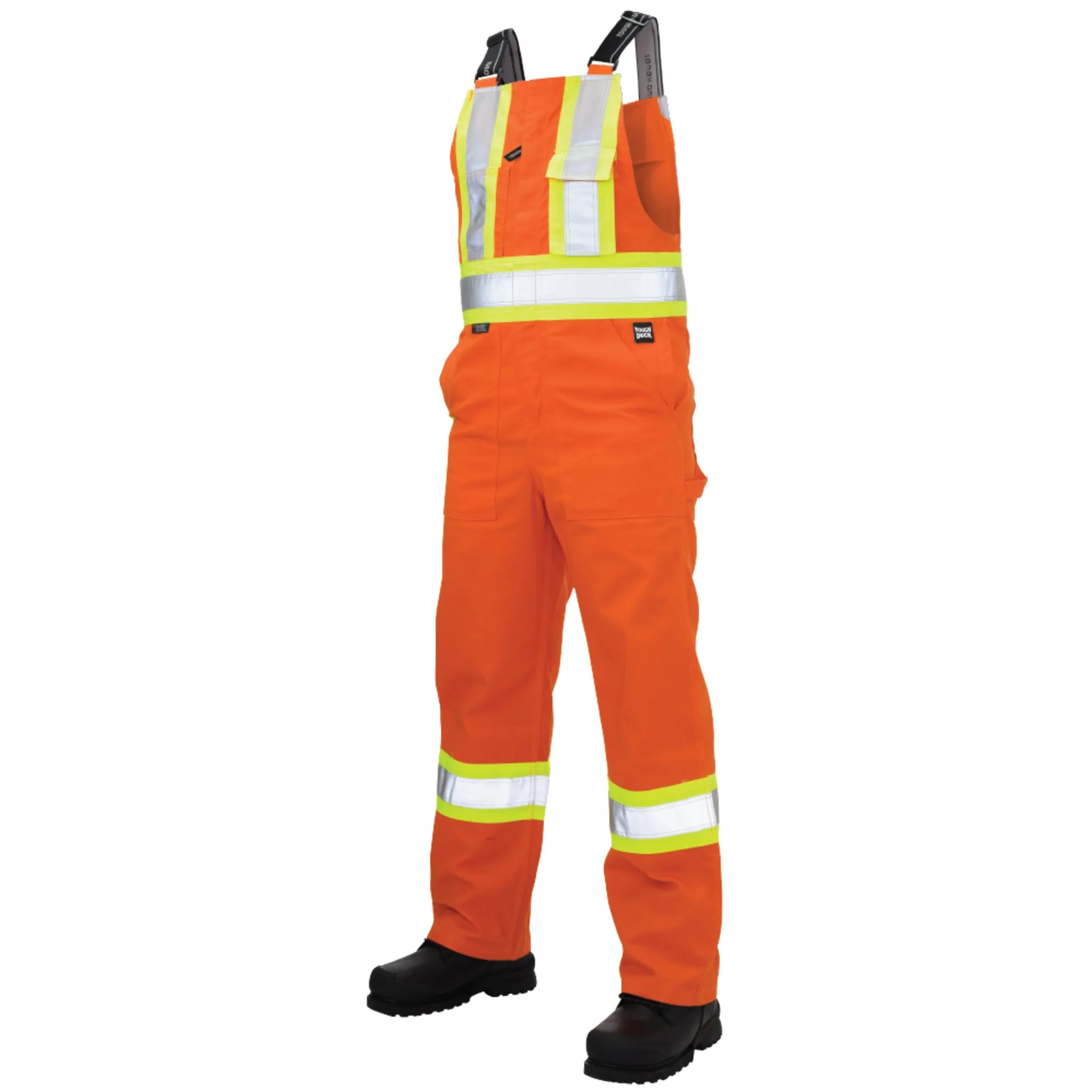 Tough Duck Men's Hi Vis Work Overalls S769 CSA Certified Poly/Cotton Unlined Reflective, Durable Construction, Adjustable Straps, Tool Pockets | Limited Sizes