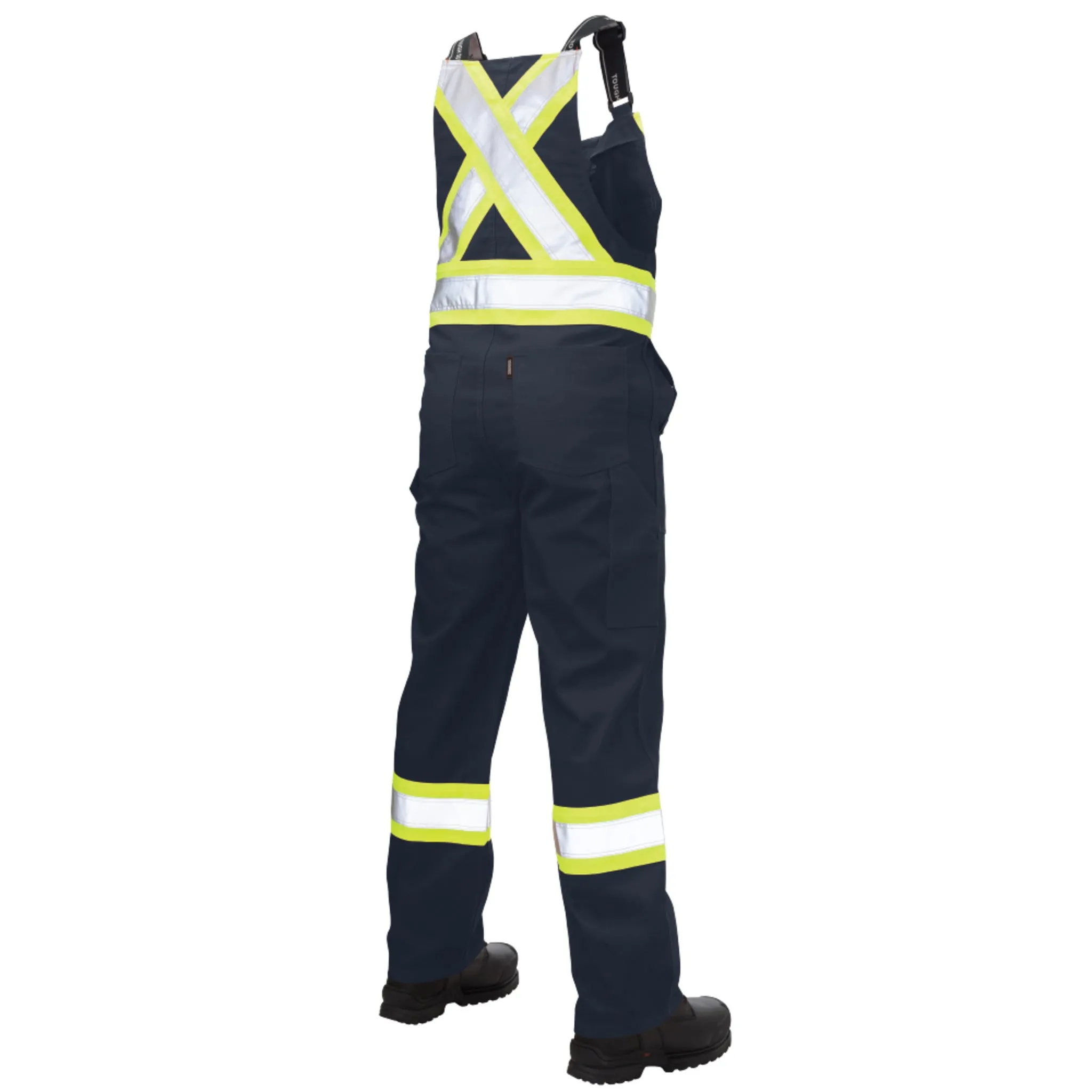 Tough Duck Men's Hi Vis Work Overalls S769 CSA Certified Poly/Cotton Unlined Reflective, Durable Construction, Adjustable Straps, Tool Pockets | Limited Sizes
