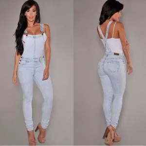 Trendy Ripped Denim Overalls for Women