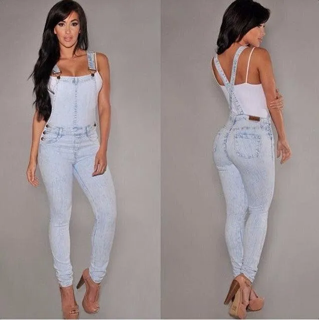 Trendy Ripped Denim Overalls for Women