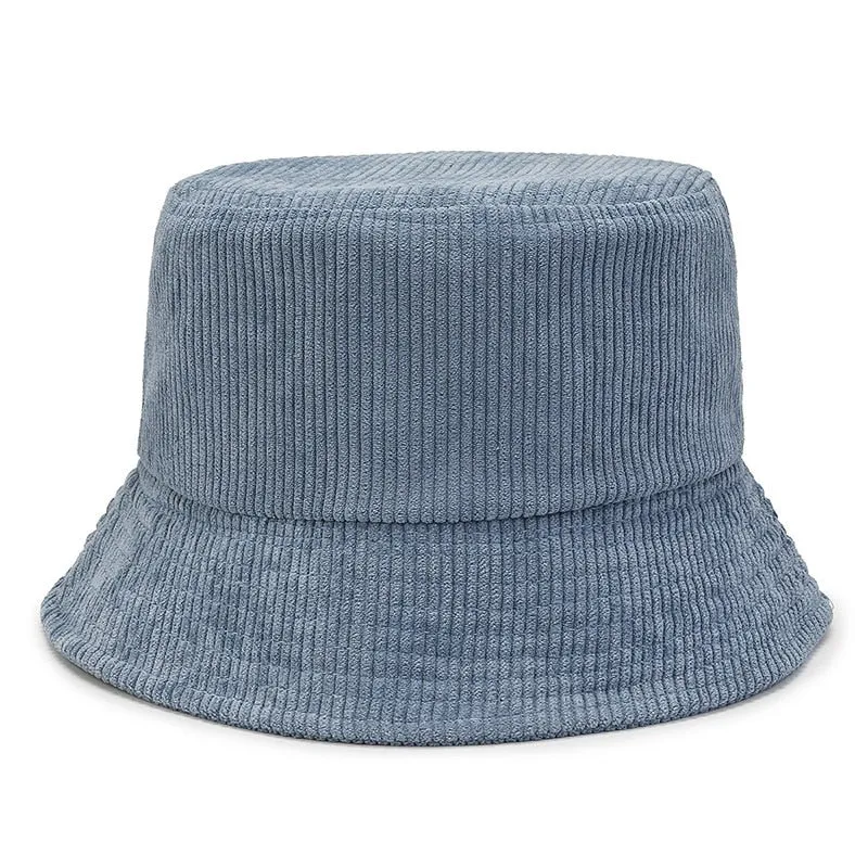 Unisex Smiley Embroidery Bucket Hat | Cotton Corduroy | Hip Hop Style | Sun Cap