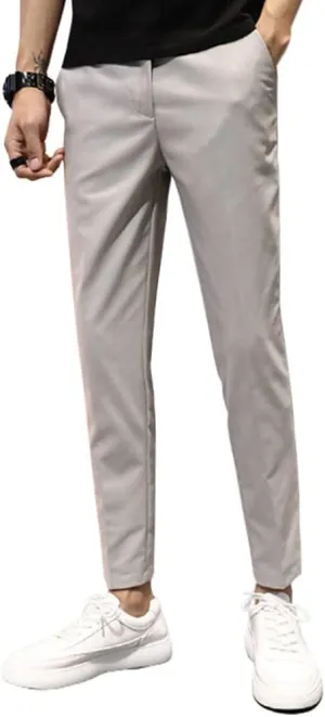 utcoco Men's Cropped Suit Pants Slim-Fit Ankle Length Dress Pants