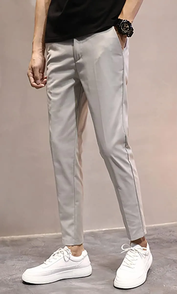 utcoco Men's Cropped Suit Pants Slim-Fit Ankle Length Dress Pants