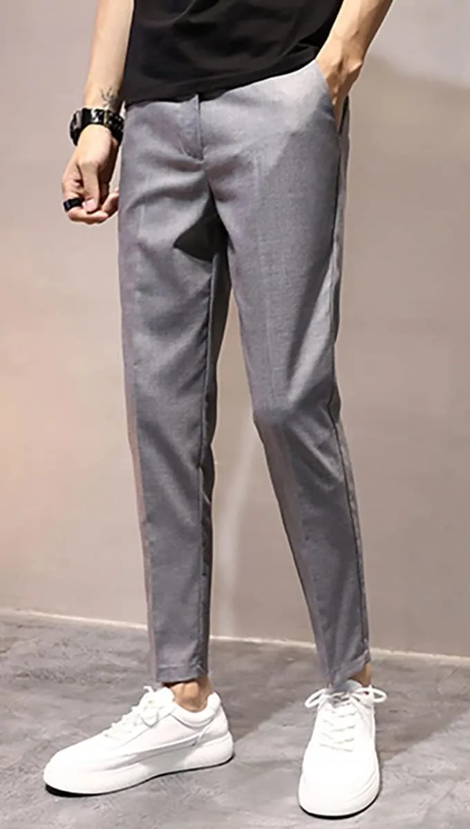 utcoco Men's Cropped Suit Pants Slim-Fit Ankle Length Dress Pants