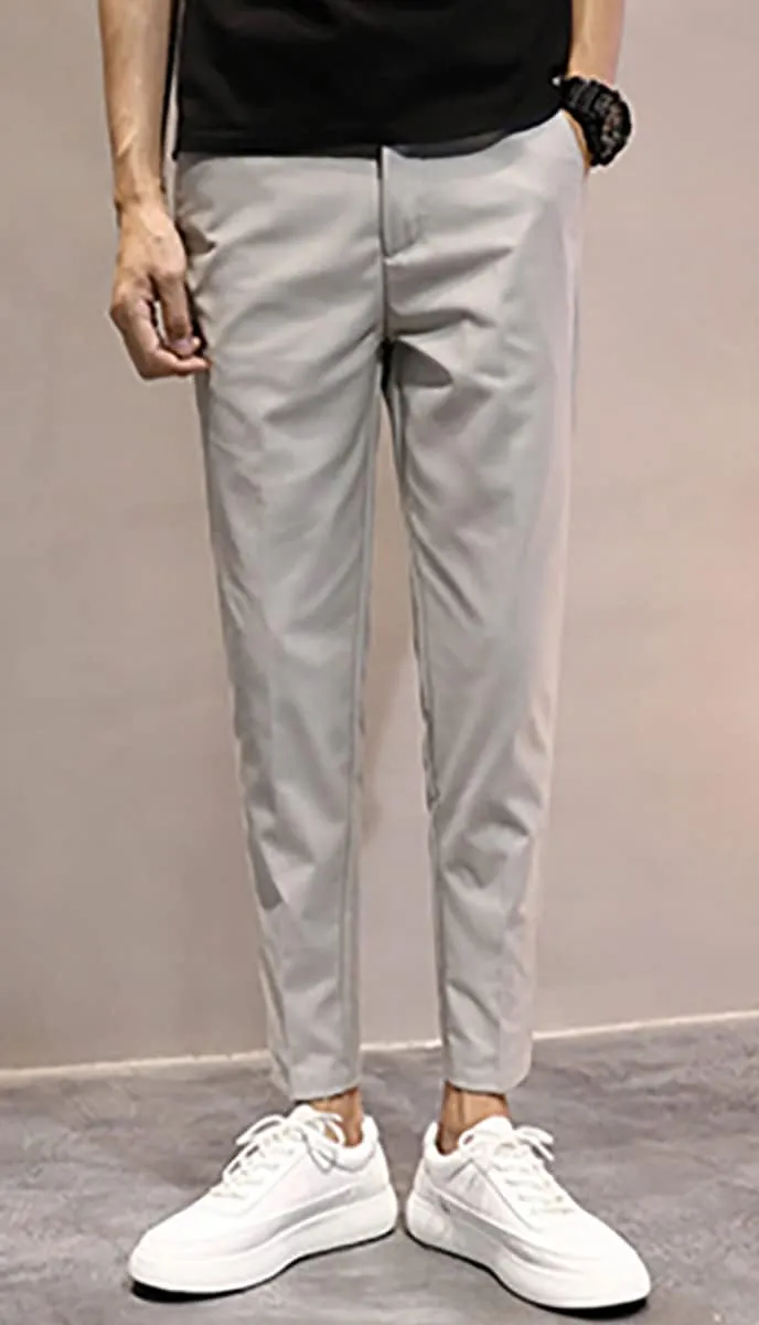 utcoco Men's Cropped Suit Pants Slim-Fit Ankle Length Dress Pants