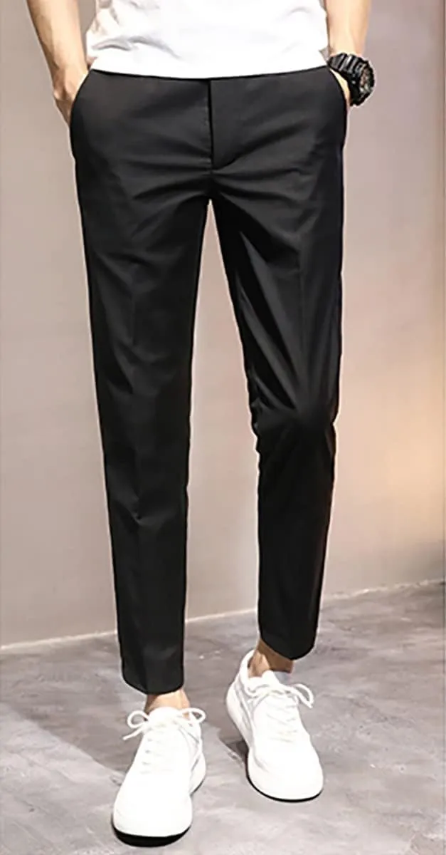 utcoco Men's Cropped Suit Pants Slim-Fit Ankle Length Dress Pants