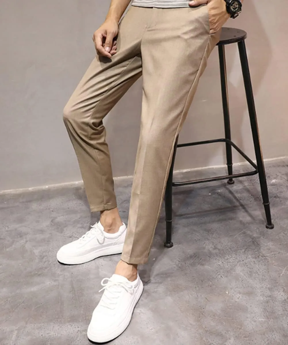 utcoco Men's Cropped Suit Pants Slim-Fit Ankle Length Dress Pants