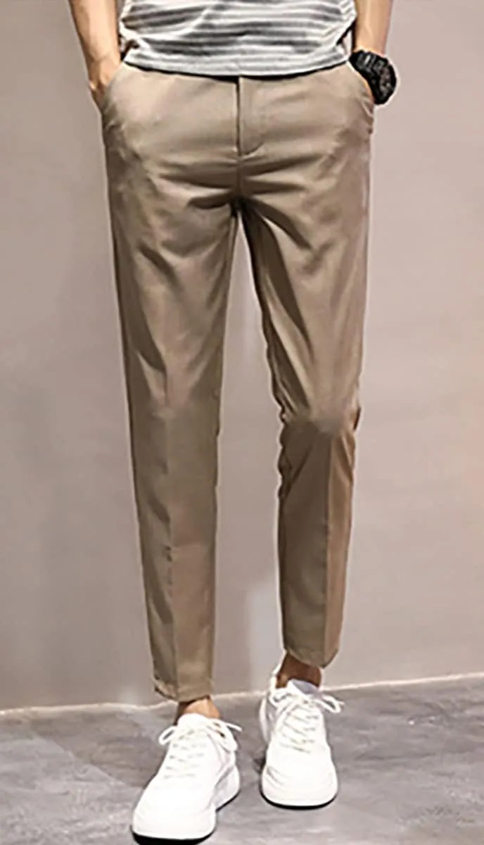 utcoco Men's Cropped Suit Pants Slim-Fit Ankle Length Dress Pants