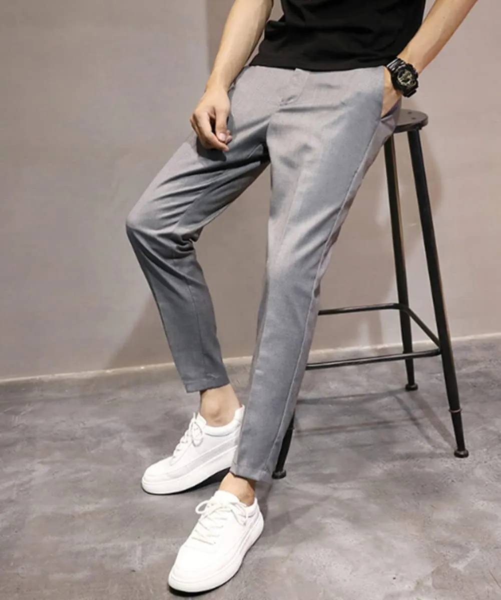 utcoco Men's Cropped Suit Pants Slim-Fit Ankle Length Dress Pants