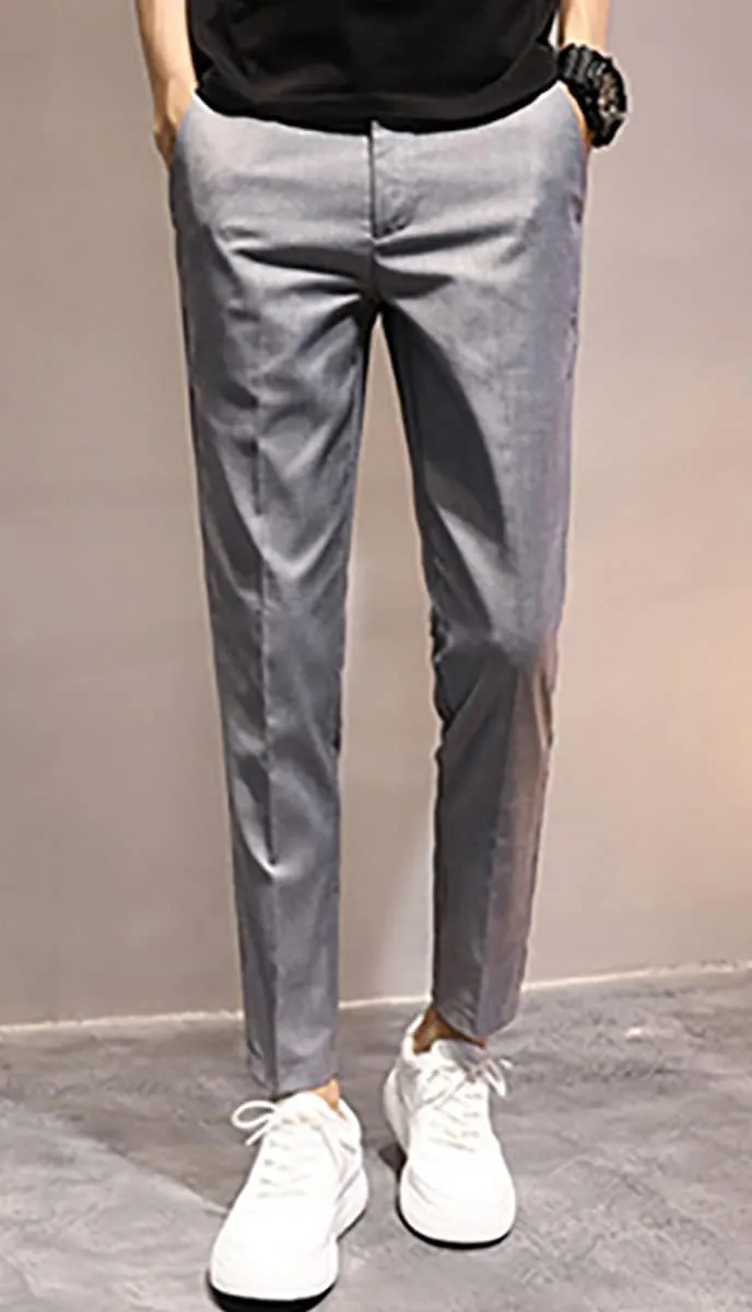 utcoco Men's Cropped Suit Pants Slim-Fit Ankle Length Dress Pants