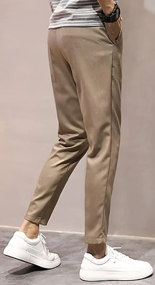 utcoco Men's Cropped Suit Pants Slim-Fit Ankle Length Dress Pants
