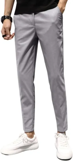 utcoco Men's Cropped Suit Pants Slim-Fit Ankle Length Dress Pants